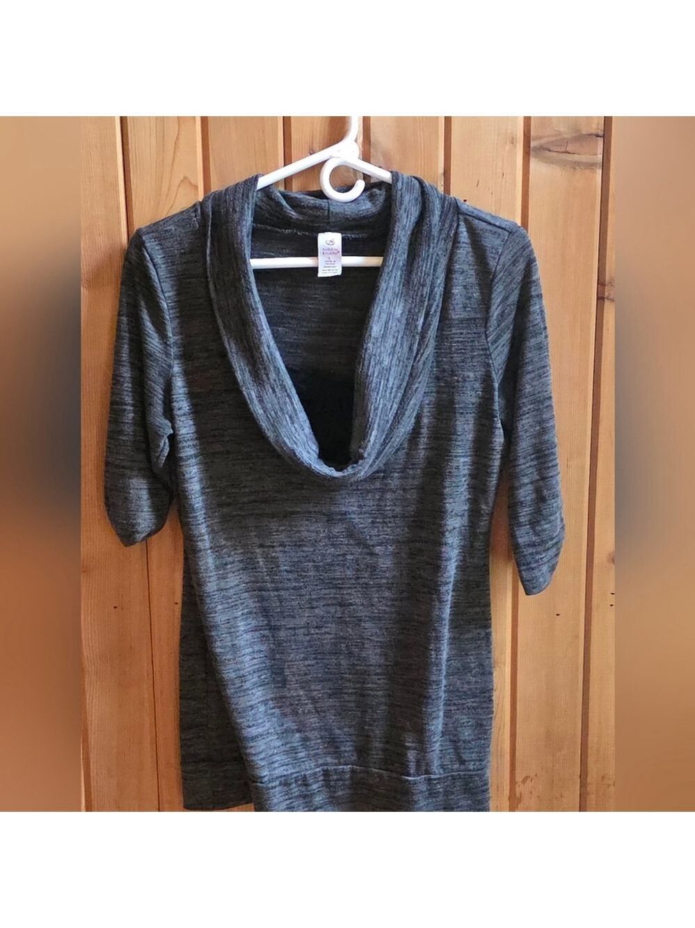 Brooks Gray Cowl Neck Sweater Three Quarter Sleeve